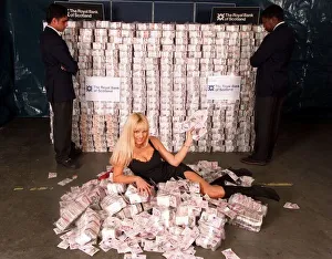 Emma Noble with &pound;50 million pounds Lottery Money November 1997 for three in a row
