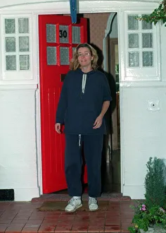 Emma Thompson outside her house in West Hampstead close to tears as she talks about