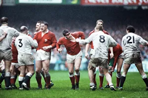Arguing Prints: England and Bath prop Gareth Chilcott number 3 and Dean Richard number 8 have a