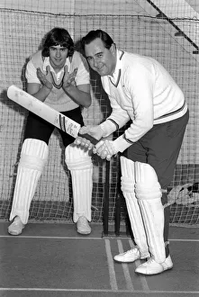 England Cricketer Colin Cowdrey gets in some cricket practice with his son 17 yr old