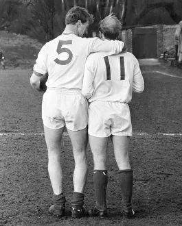 Unity Prints: England football brothers Jack (left) and Bobby Charlton during a training session with