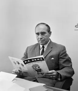 England football manager Alf Ramsey in his office at the FA Headquarters in Lancaster