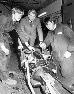 England football manager Bobby Robson visiting a training centre for young people