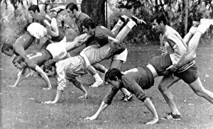 Images Dated 14th May 1970: England Football Players training before World Cup May 1970 L-R