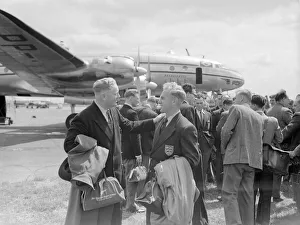 The England football squad at London airport just before departing to Brazil to
