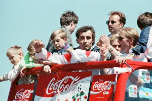 The England football team arrive at Luton airport after returning from the World Cup
