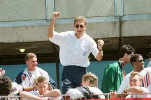 The England football team arrive at Luton airport after returning from the World Cup