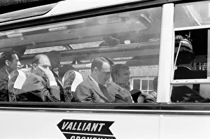 The England football team leave their Hendon Hall hotel on the way to Wembley to play