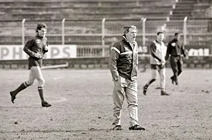 Coaching Prints: England football team training session February 1987. Pictured