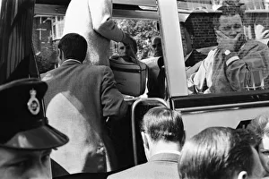 The England football team travel to Wembley Stadium from Hendon Hall hotel for the World