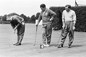 00241 Prints: England football World Cup players training to play golf Alf Ramsey (Manager
