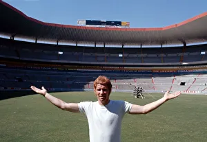 England footballer Alan Ball poses at the Jalisco Stadium in Guadalajara where England