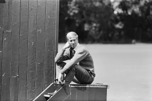 England footballer Bobby Charlton relaxes with a game of cricket the day before taking