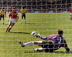 Penalty Prints: England footballer Gary Lineker scuffs the ground and miskicks his 10th penalty