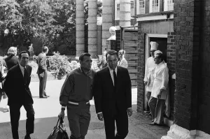 00266 Prints: England footballer Jimmy Greaves travels to Wembley Stadium from Hendon Hall hotel with