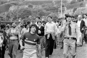 England footballer Kevin Keegan at the team hotel during the 1982 World Cup Finals in