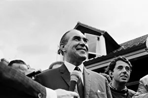 England footballer manager Alf Ramsey answers reporters