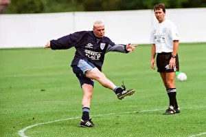 00302 Prints: England footballer Paul Gascoigne practices his shooting during a training session