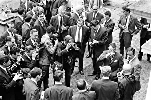 England footballers meeting actors Sean Connery and Yul Brynner during the visit of