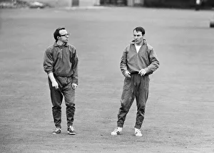 Contemplative Prints: England footballers Nobby Stiles and Jimmy Greaves relax with a game of cricket the day