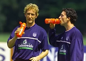 Images Dated 1st June 1999: England footballers Robbie Fowler (right) and Ray Parlour during a training session at