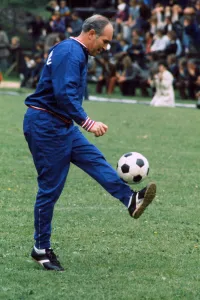 Tracksuit Prints: England manager Alf Ramsey pictured during an England training session, 1973
