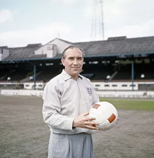 England manager Alf Ramsey takes charge of an England training session. May 1963