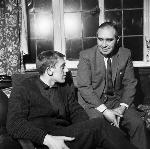 England manager Alf Ramsey talking to Everton and England half back Tony Kay