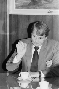 England manager Bobby Robson speaks at a press conference before his team