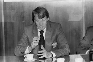 England manager Bobby Robson speaks at a press conference before his team