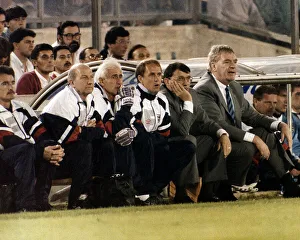 Dugout Prints: England manager Graham Taylor watches England lose in Santander Spain along with Lawrie