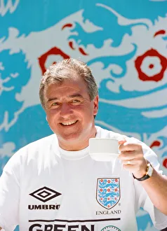 One Mid Adult Man Only Prints: England manager Terry Venables in relaxed mood ahead of a training session as his side