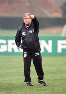 England manager Terry Venables taking charge of a training session. 19th April 1996