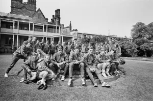 The England national team squad pose at Lilleshall before a training session in