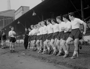 England players in training at Stamford Bridge prior to their match against Wales in