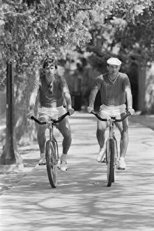 Relaxation Prints: England team members Bryan Robson and Ray Wilkins go for a bike ride near their hotel in