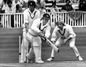 England test trial at Worcester. (Picture) David Lloyd tries a big hit to leg off