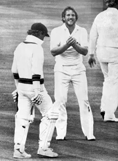 Core59 Prints: England v Australia Cricket Ashes Ian Botham takes the wicket of Hughes with a
