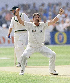 England v Australia Cricket August 1997 Andy Caddick England celebrates wicket during