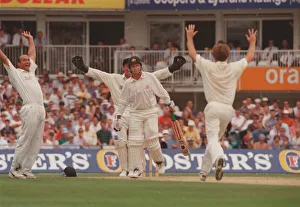 England v Australia cricket Test Match August1988 Phil Tufnell being