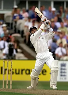 Batting Prints: England v New Zealand Cricket Third Test 1999 Mark Ramprakash hits out for a score of 69