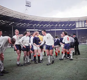 Shaking Hands Prints: England v Scotland British Championship international football match at Wembley