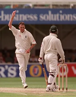 Wicket Prints: England v South Africa June 1998 Cricket Angus Fraser England Bowler Player celebrates
