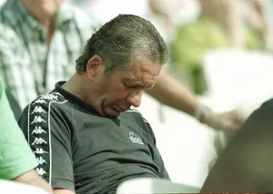 England v South Africa Third Test Old Trafford July 1998 A cricket fan sleeps in