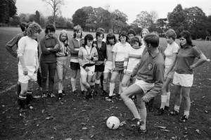 The England womens football team who are to play Holland training at Bisham Abbey