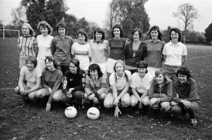 The England womens football team who are to play Holland training at Bisham Abbey