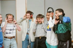00268 Prints: England World Cup Squad in the recording studio after joining music group New Order to