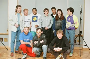 00268 Prints: England World Cup Squad in the recording studio after joining music group New Order to