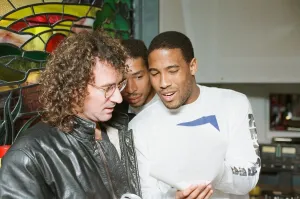 00268 Prints: England World Cup Squad in the recording studio after joining music group New Order to