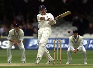 Batting Prints: Englands Alec Stewart on the attack on day one July 1999 during England v New